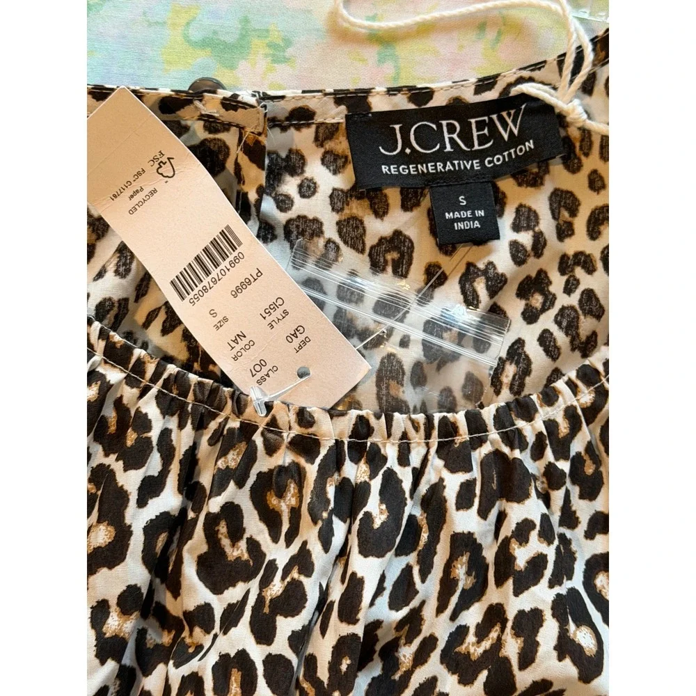 NWT J.Crew | 2025 Hyacinth Top Leopard Cotton Poplin Small Animal Print‎ CI551